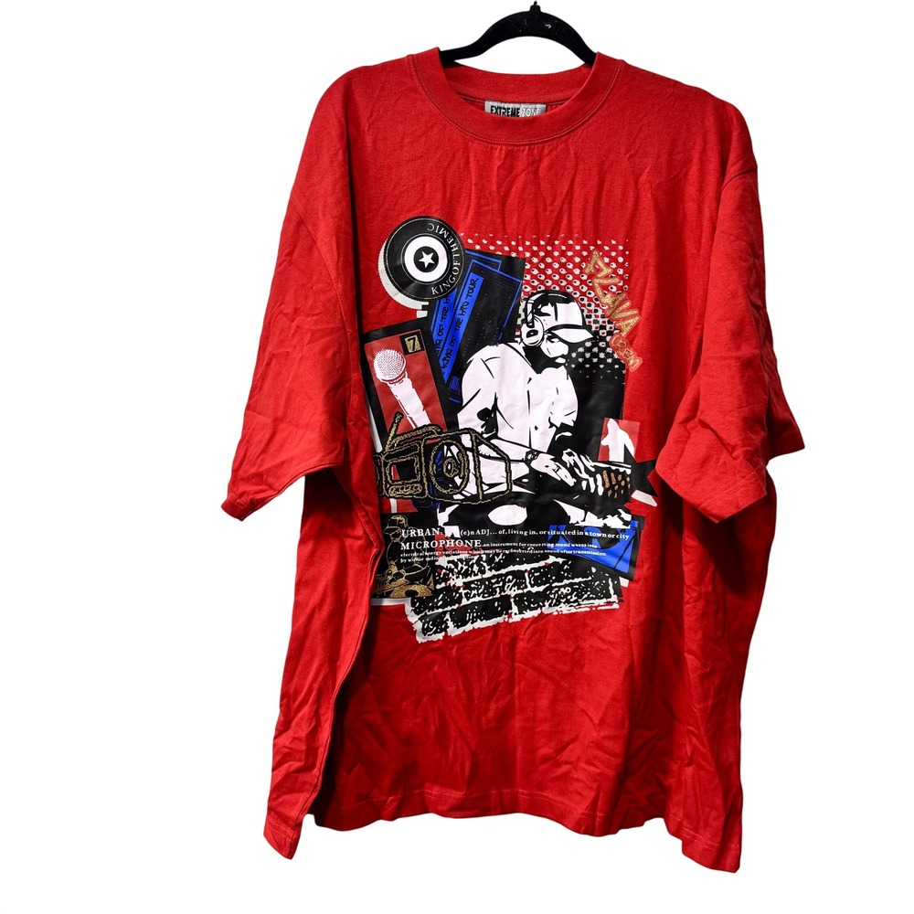 Extreme Zone Mens Red Graphic T Shirt Urban Microphone Hip Hop‎ Rap XXL